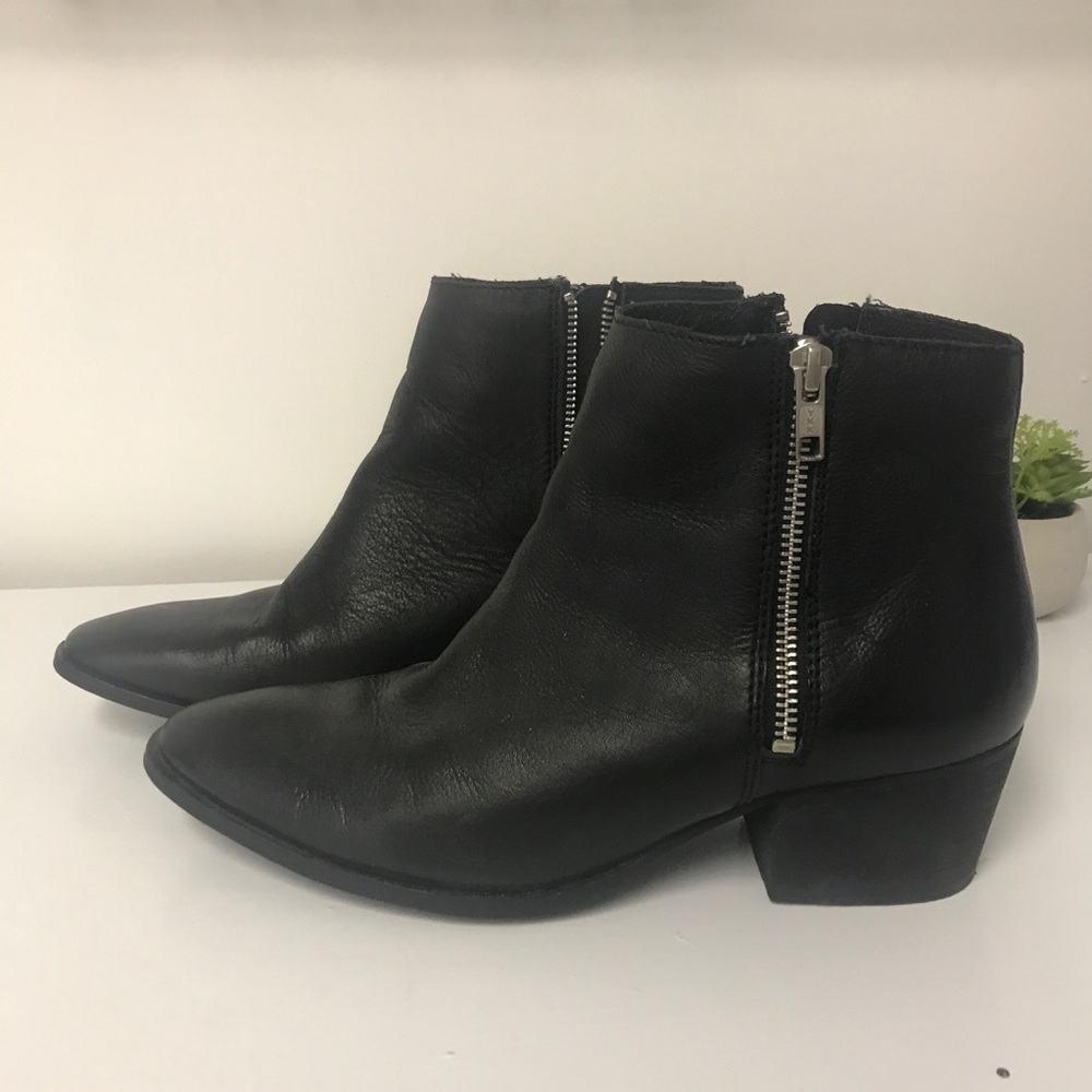 Vegan Leather Double Zip Ankle Boots
